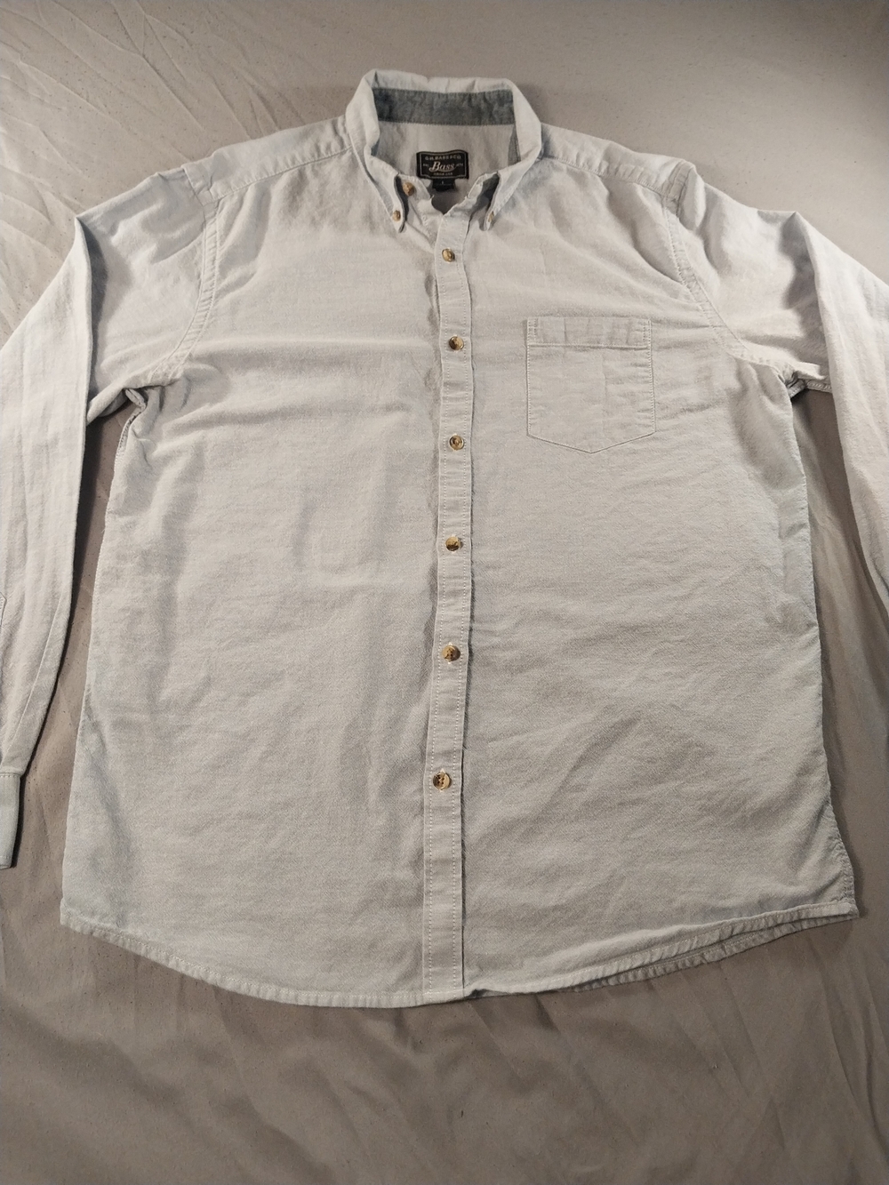 G.H. Bass & Co. Light Blue Long-Sleeve Textured Twill Button-Down Shirt. #008